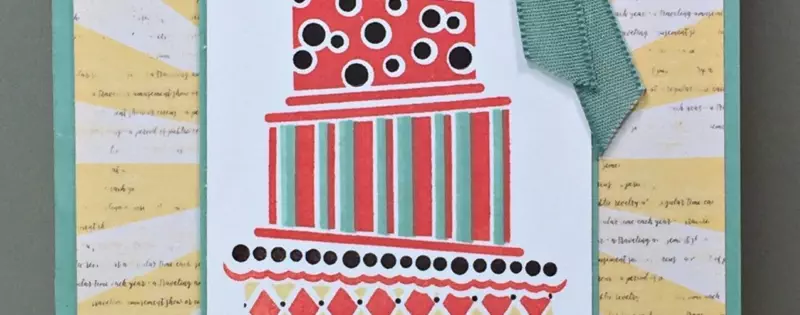 Card using Cake Crazy Stampin' Up! stamp set in color combo of Calypso Coral, So Saffron, Mint Macaron and Early Espresso. Designed by Paula Cannon for VintageandFresh.com