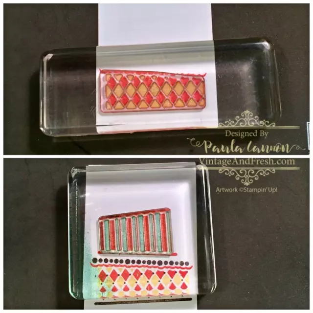 How-to photo for two-step stamping with Cake Crazy stamp set.