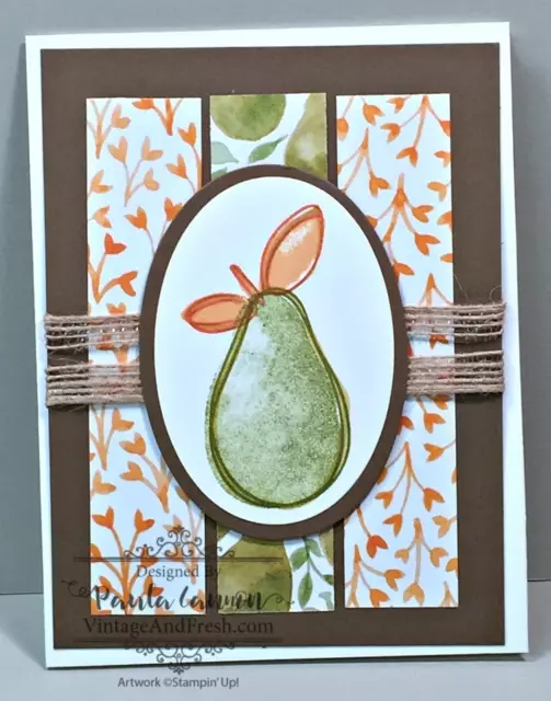 Card by Paula Cannon for Vintage and Fresh using Fresh Fruit stamp set in a classic design.