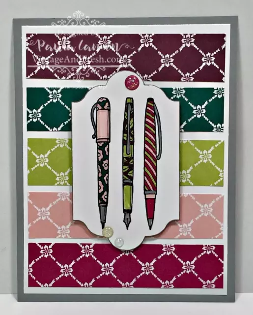 Card by Paula Cannon for www.vintageandfresh.com featuring the new 2017 In Colors from Stampin' Up! and Crafting Forever stamp set.
