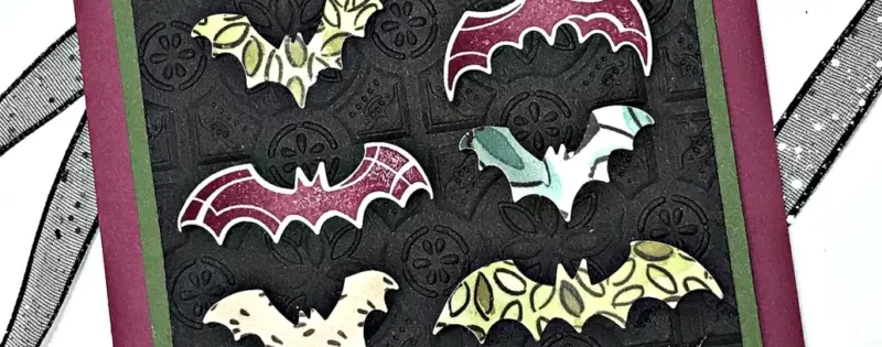 Spooky Bats Specimen Display card using Stampin' Up! Spooky Bats Punch and DSP, by Paula Cannon.