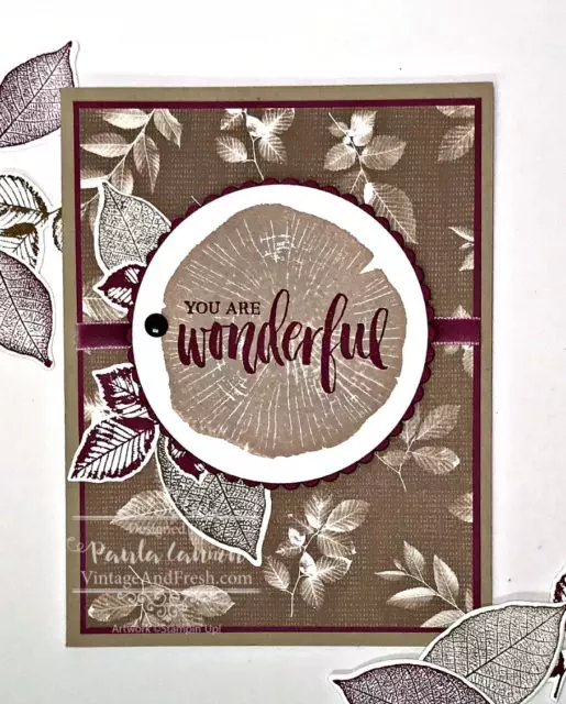 Card stamped in two colors using Rooted in Nature set by Stampin' Up