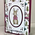 Fable Friends card featuring the bunny image on an oval frame, designed by Paula Cannon for Vintage and Fresh.