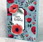 Birthday card using Painted Poppies stamp set, designed by Paula Cannon for VintageandFresh.com