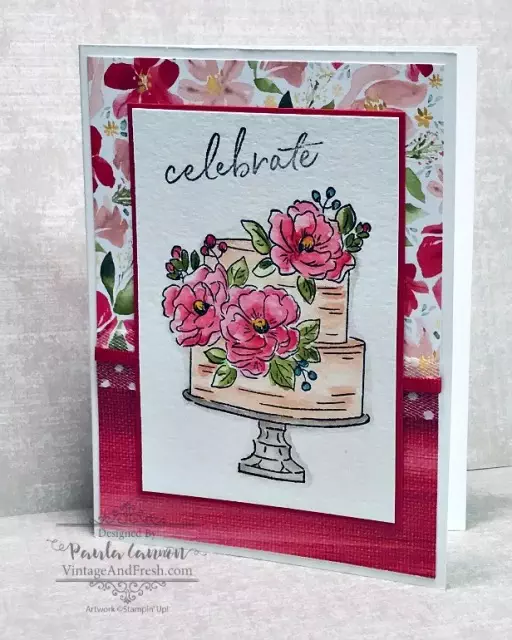 Happy Birthday to You stamp set from Stampin' Up! with watercolor in shades of pink.