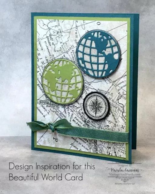 Card made with Beautiful World stamp set and Work Map dies from Stampin' Up!